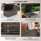 6 Pieces Wicker Patio Furniture Set with Cushions, 7-Seater Rattan Patio Sofa Set with Storage Table, Orange