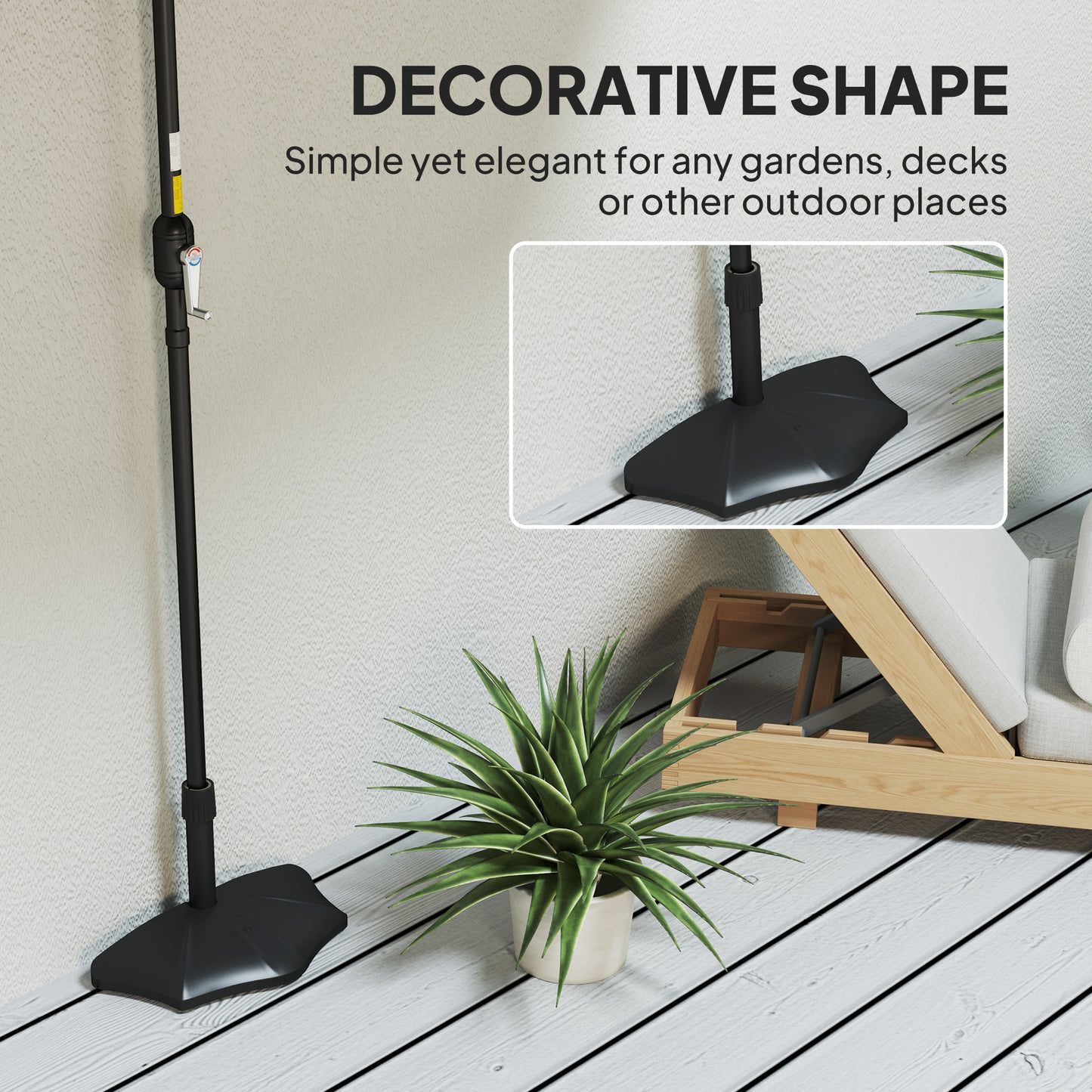 28 lbs Concrete Half Patio Umbrella Base Stand, Patio Umbrella Stand for 1.26"/1.34"/1.5" Umbrella Poles, Half Umbrella Base for Outdoor, Lawn, Poolside, Black