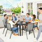 7 Pieces Outdoor Dining Set for 6, Patio Furniture Set with Rectangular Patio Table and Stackable Chairs, Light Grey