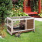 Wooden Indoor Rabbit Hutch Elevated Bunny Cage Habitat with Enclosed Run with Wheels, Ideal for Rabbits and Guinea Pigs, Brown