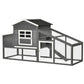 79" Wooden Chicken Coop, Outdoor Hen House, Poultry Habitat with Removable Tray, Nesting Box, Run, Ramp, Grey