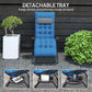 Padded Folding Recliner Chair, Patio Lounger with Cupholder, Adjustable Backrest, Removable Cushion, Navy Blue