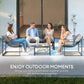 4 Piece Outdoor Furniture Set, Patio Conversation Set with Tempered Glass Table, Loveseat, Chairs, Cushions, Light Grey