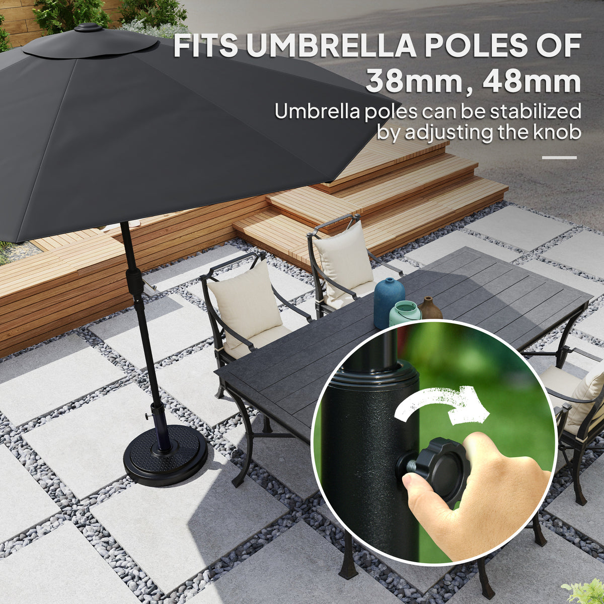 48 lbs Black Round HDPE Patio Umbrella Base