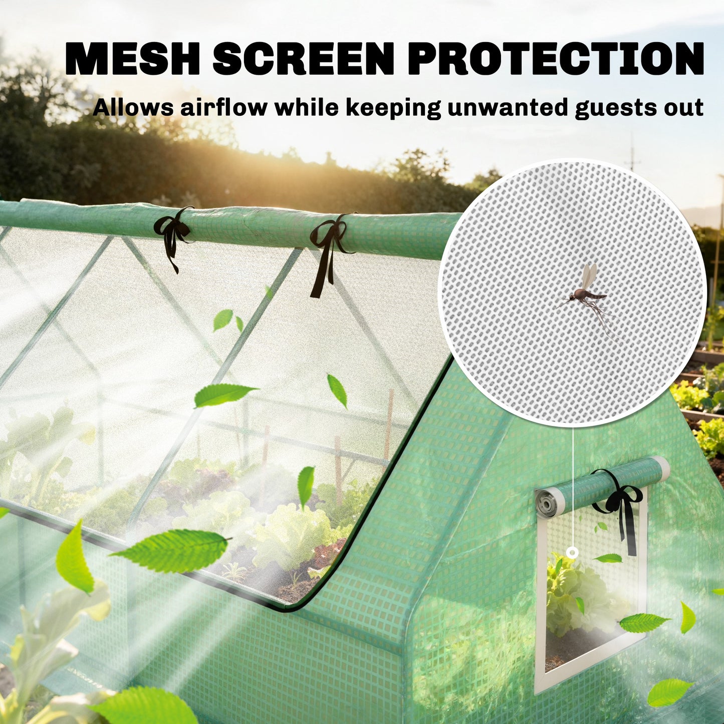 Portable Mini Greenhouse with Mesh Windows for Indoor and Outdoor, 94.5" x 35.4" x 35.4", Green