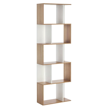 5-Tier Geometric Bookcase Room Divider - White