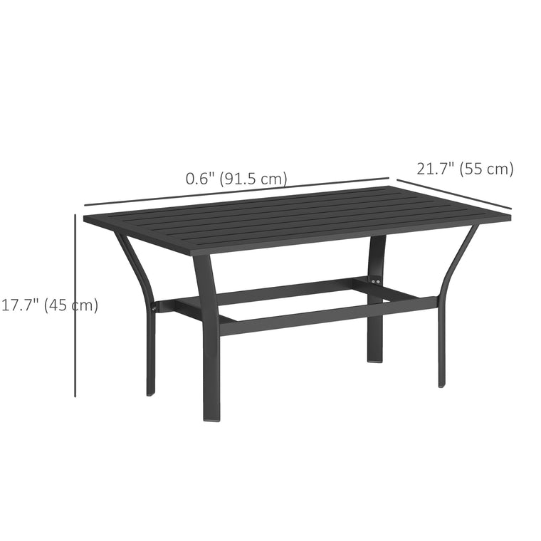 Metal Side Table with Slatted Tabletop