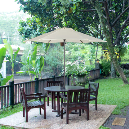 6.6FT Cream White Patio Umbrella with 6 Solid Ribs