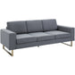 3 Seater Sofa, Linen Upholstered Cozy Padded Couch with Steel Leg, Backrest and Wide Armrest, for Living room, Bedroom, Dark Grey