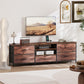 TV Stand for TVs up to 70 Inch, Industrial TV Console with Charging Station, 5 Drawers and Open Shelves, Rustic Brown