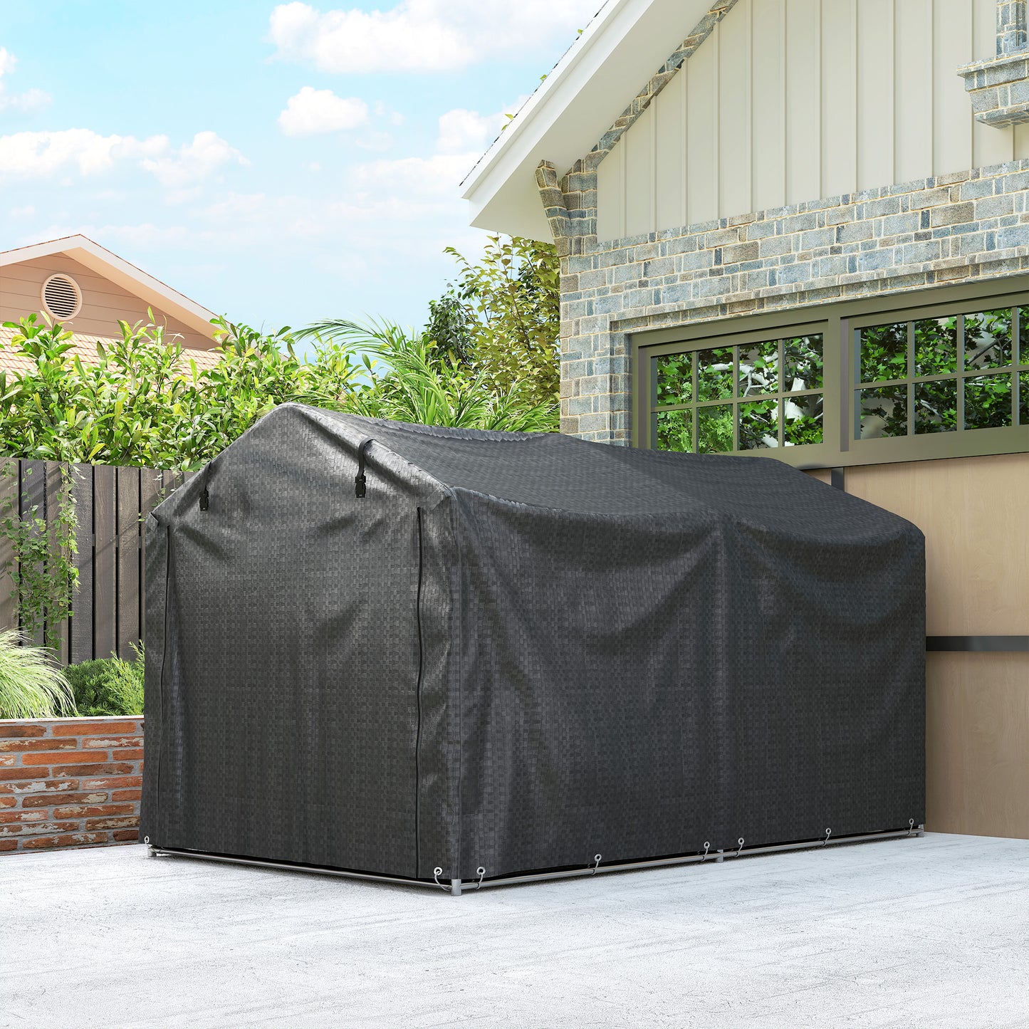 Outdoor Storage Shed, UV Resistant Bike Tent with Roll-up Zipper Door, Portable Shed for Bike, Motorcycle, Black