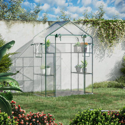 56" x 29" x 77" Clear Walk-In Mini Greenhouse with 4 Shelves