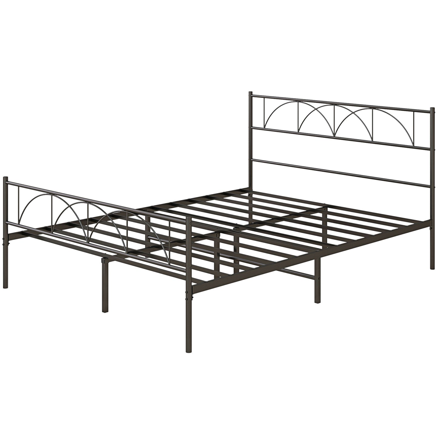 Metal Queen Platform Bed Frame with Headboard, Steel Slat Support, Underbed Storage, No Box Spring Needed, Easy Assembly