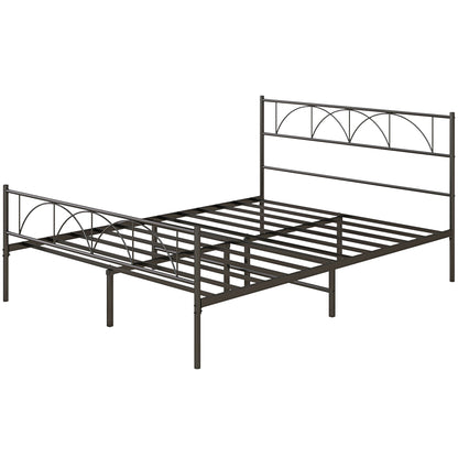 Metal Queen Platform Bed with Headboard and Storage - Black