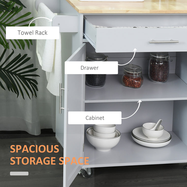 Rolling Kitchen Island Cart with Wood Top