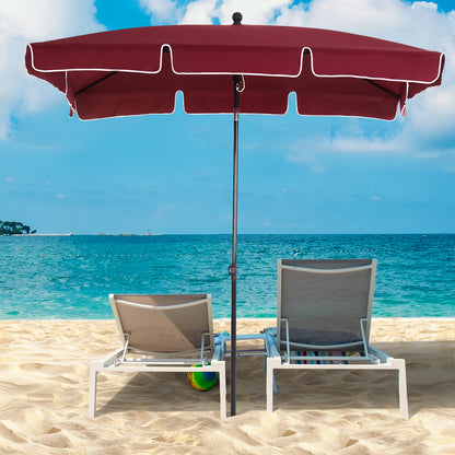 6.5' x 4' Wine Red Aluminum Rectangle Patio Umbrella