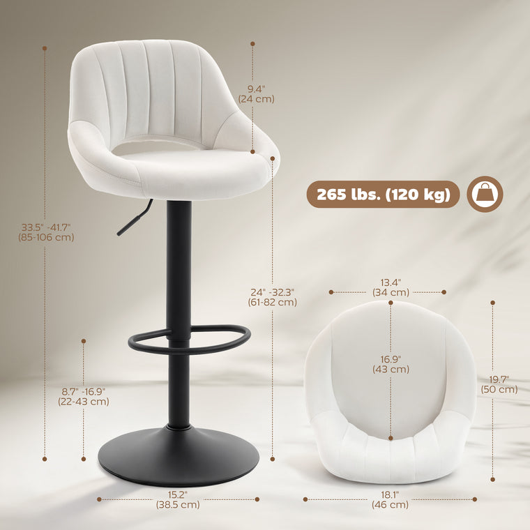Swivel Counter Height Velvet Bar Stools Set of 2 - Cream