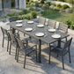 Expandable Outdoor Dining Table for 6-8 People, 59"-89" Aluminum Patio Dining Table with Slatted Top, Dark Grey