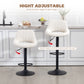 Bar Stools Set of 2, Swivel Counter Height Barstools with Adjustable Height and Cutout Back, Velvet Upholstered Bar Chairs with Round Metal Base and Footrest, Cream