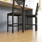Counter Height Stools Set of 2, Farmhouse Bar Stools with Backs, Solid Wood Counter Stools for Kitchen Island
