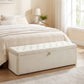 Storage Ottoman, Upholstered Velvet End of Bed Bench, Button Tufted Storage Bench for Bedroom, Living Room, Beige