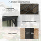 Hardtop Gazebo Wall-Mounted / Free Standing Outdoor Pergola with UPF 50+ & Waterproof Polycarbonate Roof