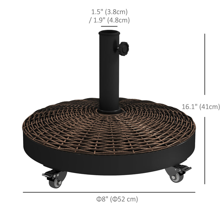 20.5" Bronze Resin Round Parasol Base with Wheels