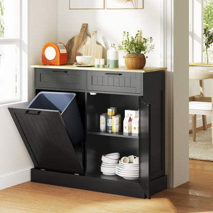 Tilt-Out Trash Cabinet with 2 Drawers