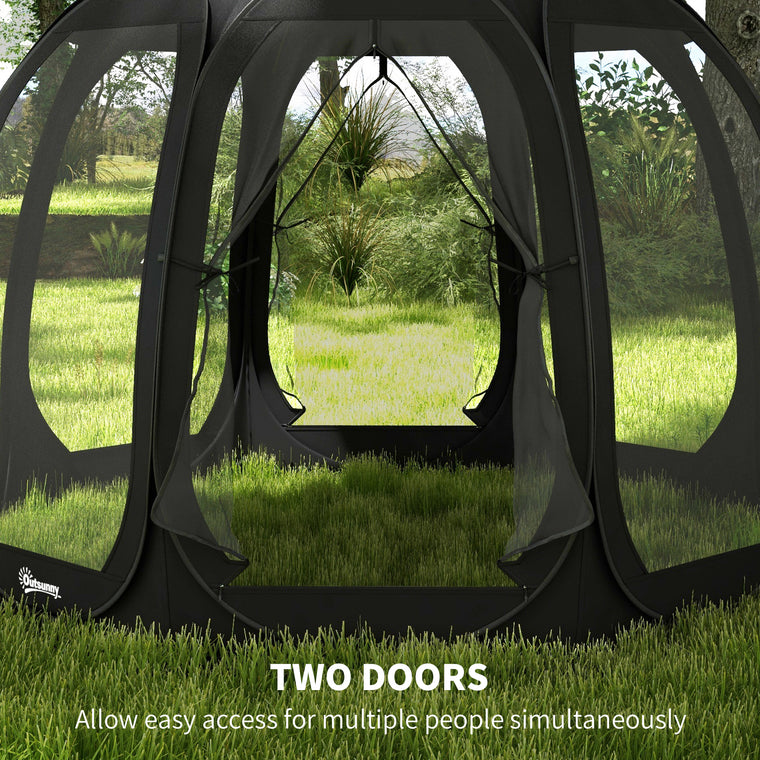 11' x 11.5' Black Pop Up Screen Tent Gazebo with 2 Doors