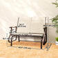 Garden Double Gliding Chair, Patio Glider Armchair for Outdoor, Backyard Mesh Seat and Backrest, Steel Frame, Light Grey