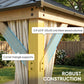 10 x 10 Hardtop Gazebo with Curtains, Wood Patio Gazebo with Double Steel Roof, Hook, Light Grey