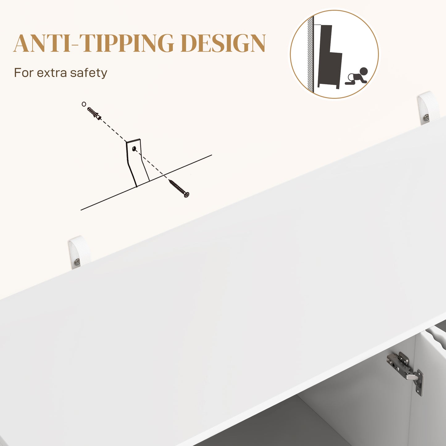 Modern Kitchen Storage Cabinet, Sideboard Buffet Cabinet with Adjustable Shelves for Kitchen Hallway, White