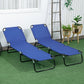 Set of 2 Folding Outdoor Lounge Chair, Sun Tanning Chairs with Reclining Back, Breathable Mesh for Beach Patio, Grey