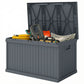 70-Gallon Resin Deck Box with Handles - Dark Grey