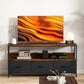 TV Stand with Charging Station, TV Table with 3 Foldable Linen Drawers and Open Shelf for 55 Inch Television, Rustic Brown