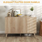 Buffet Cabinet with Storage Modern Fluted Sideboard with Adjustable Shelves Wood Legs for Dining Room Living Room Oak