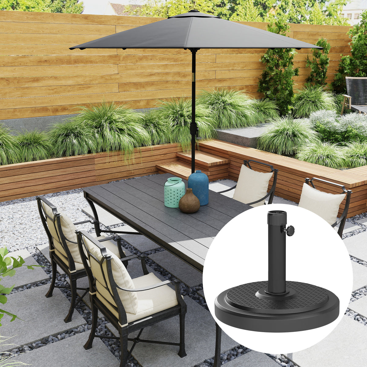 48 lbs Black Round HDPE Patio Umbrella Base