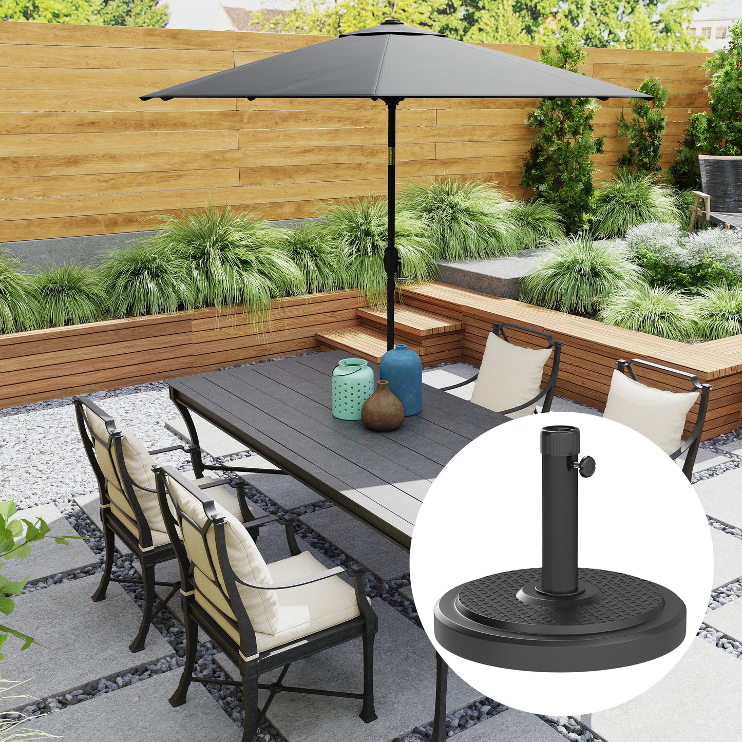 48 lbs Black Round HDPE Patio Umbrella Base