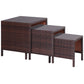 Set of 3 Wicker Nesting Tables Patio Rattan Snack End Side Tables Hand Woven All Weather Garden Outdoor Home Furniture Brown