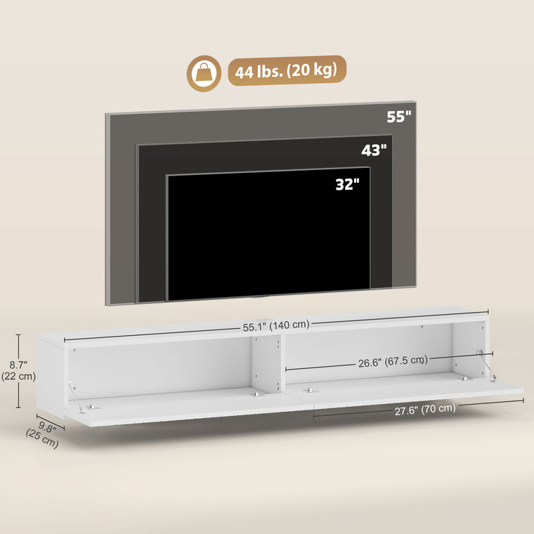 55" Floating TV Stand with Flip-Down Doors