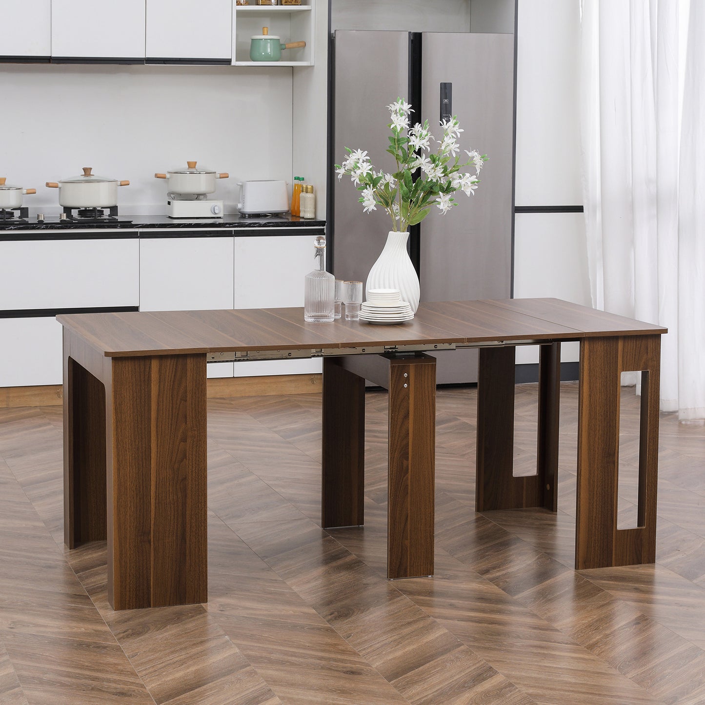 Foldable Dining Table, Extendable Kitchen Table for Small Spaces, Seats up to 6 People