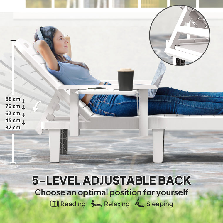 2-Piece Tanning Chair Set with Foldable Side Table