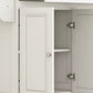 Kitchen Island with Storage, Rolling Kitchen Island with Drop Leaf, Rubber Wood Top and Adjustable Shelves, Cream White