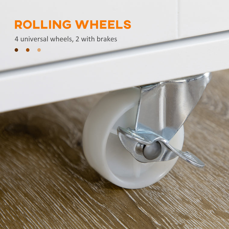 Rolling Kitchen Island with Drawer and Cabinets