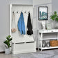 3-In-1 Hall Tree w/ Coat Rack, Shoe Storage and Bench Seat, Entryway Bench w/ 4 Hooks for Hallway, Living Room, White