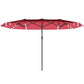173.2" Double-Sided Sun Umbrella Garden Parasol Patio Sun Shade Outdoor with LED Solar Light, No Base Included, Wine Red