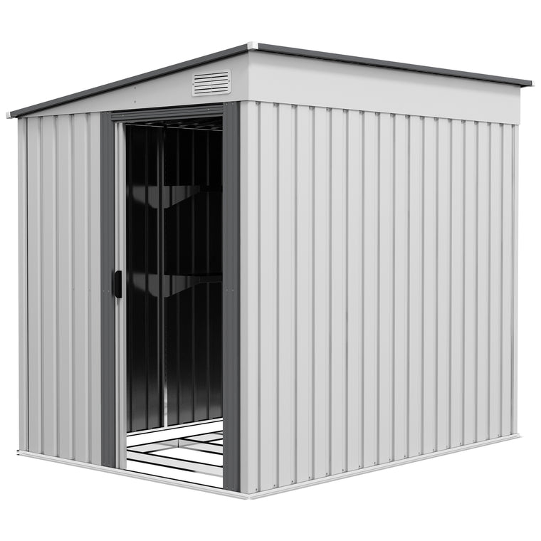 5' x 7' Metal Lean-To Shed with Sliding Doors and Foundation