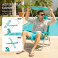 2 Piece Folding Beach Chairs with Adjustable Canopy, 6-Position Reclining Lounge Chair with Headrest, Turquoise