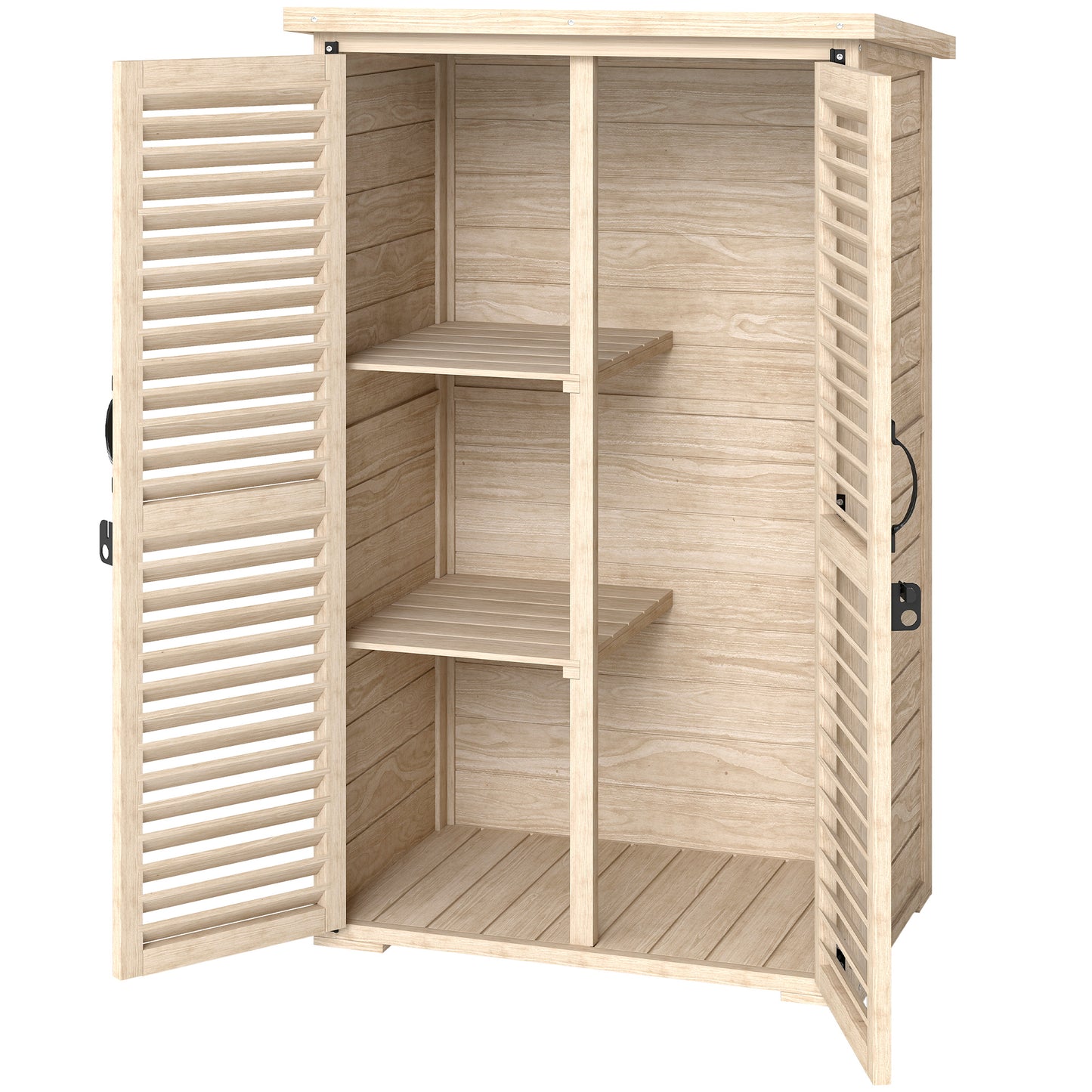 Wooden Garden Shed, Outdoor Storage Shed with Waterproof Asphalt Roof, Shelves, Natural