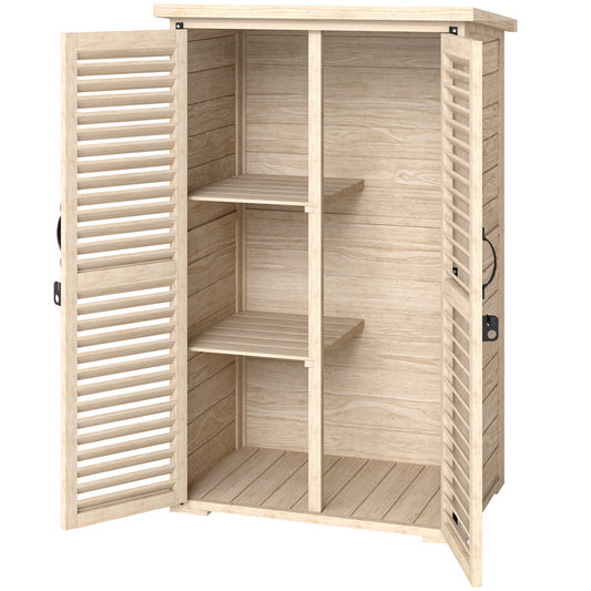 Wooden Garden Shed, Outdoor Storage Shed with Waterproof Asphalt Roof, Shelves, Natural